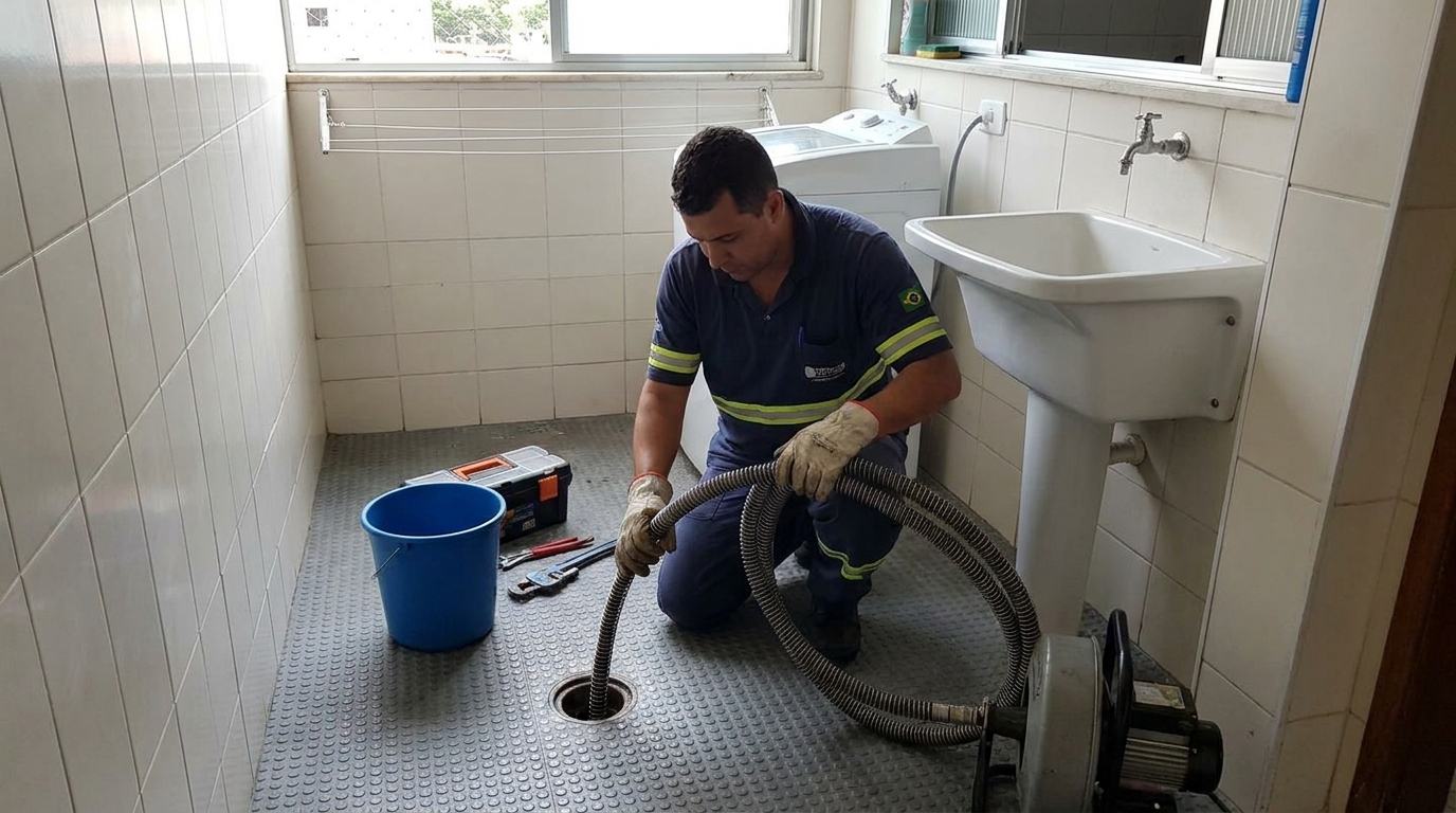 Desentupimento de ralo residencial em Hortolândia‑SP