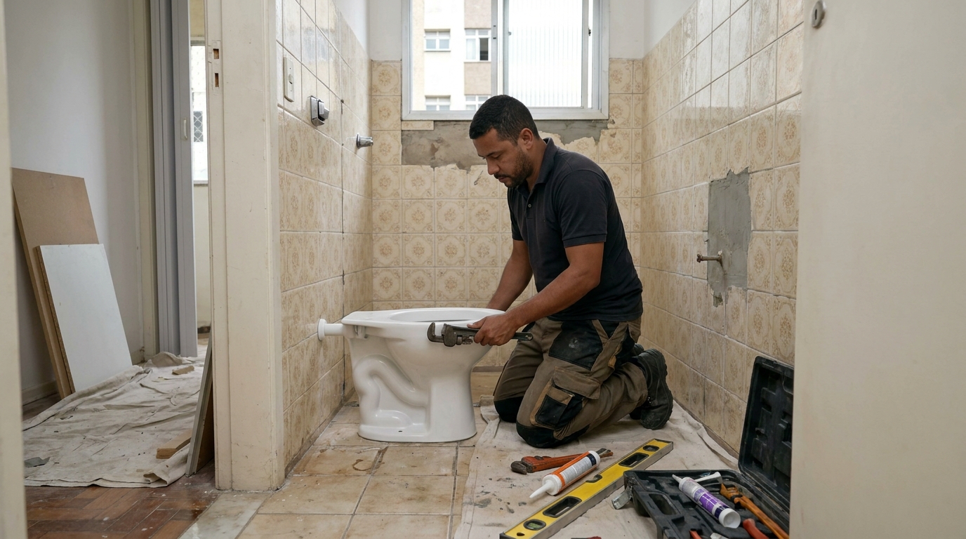 Instalação de vaso sanitário profissional em Hortolândia‑SP